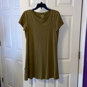 Life is Good Tee Shirt Dress Olive Green Size Small